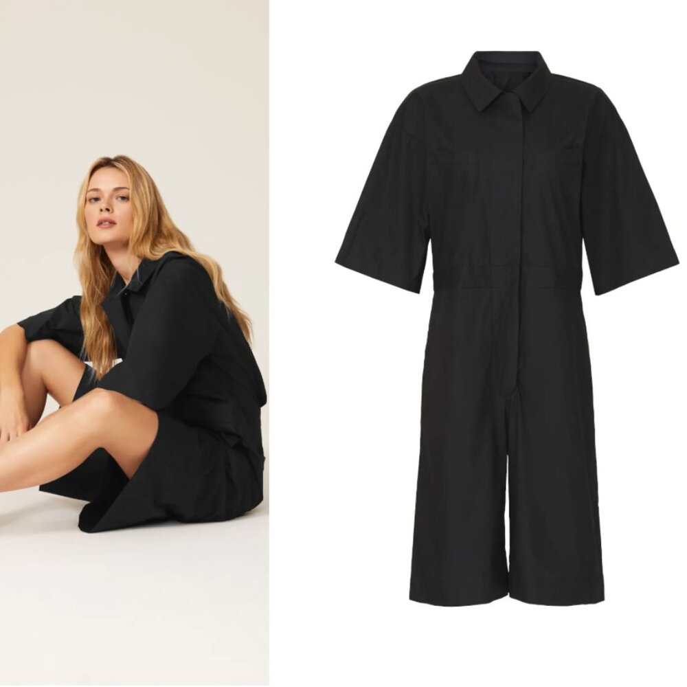 Rachel Comey Black Short-Sleeve Collared Jumpsuit